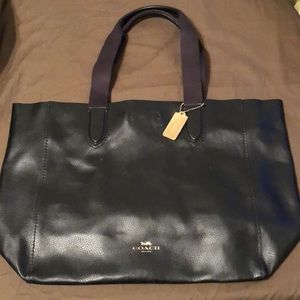 Extra large black leather coach bag
